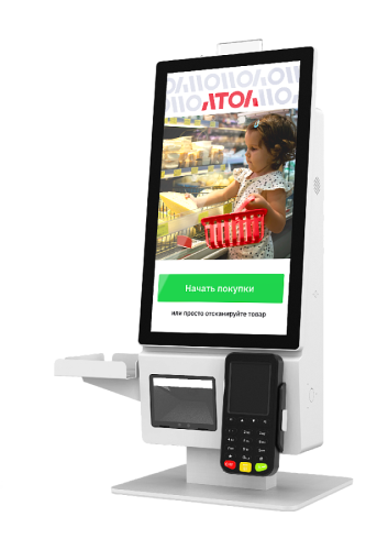 Купить Касса самообслуживания АТОЛ КСО 3210 (21.5",J6412,SSD,4G/128G),WinIoT,Frontol,сканер Mindeo,Indicator light,Креп-ниеПинПад,Крен-ниеФР,НастольнаяСтойка с доставкой в #WD_SEO_REGION_NAME_P# | Alster Group
