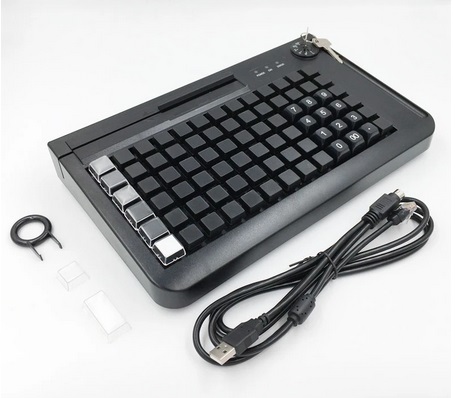 Купить POS клавиатура PayTor KB-78 v.2 (78 клавиш, матрица 6х13, цифровой блок, USB, PS/2, ридер вертикальный, DC 5В, черный) с доставкой в Москве | Alster Group