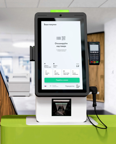 POScenter SCO-K210 Light_V2 (21.5”, J4125, 8Gb, SSD128Gb, 2D сканер, Светофор, З цвета, полка для ПИН-пад, полка для ККТ, крепление на прилавок)