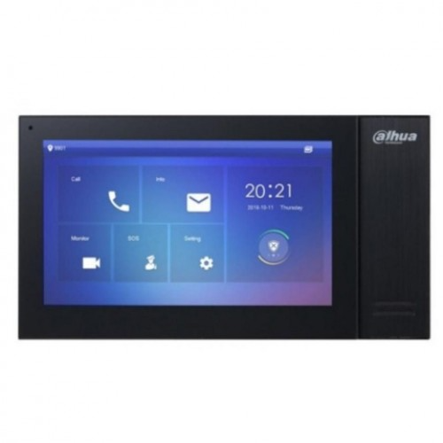 Купить DAHUA Монитор видеодомофона IP 7 дюймовый,  черный1024x600 разрешение, ёмкостной сенсорный экран; тревожные входы / выходы 6/1; LAN; (DH-VTH2421FB-P) с доставкой в Москве