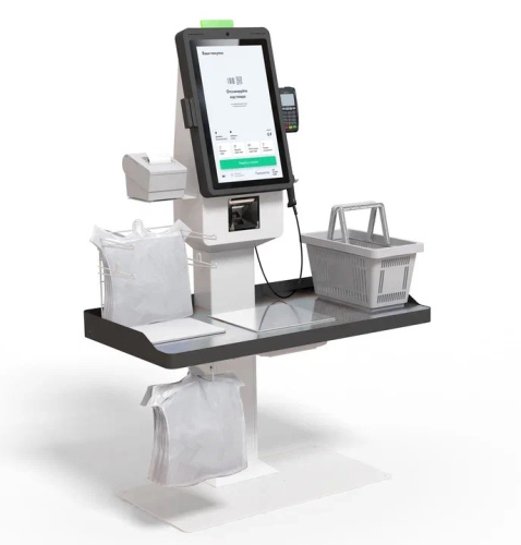 POScenter SCO-K210 Line_V2 (21.5”, J4125, 8Gb, SSD128Gb, 2D сканер, Светофор, З цвета, полка для ПИН-пад, полка для ККТ, стойка столешница)